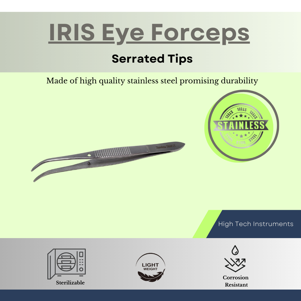 3 Pcs HALF CURVED IRIS EYE DRESSING SERRATED FORCEPS 4" SURGICAL INSTRUMENTS CE