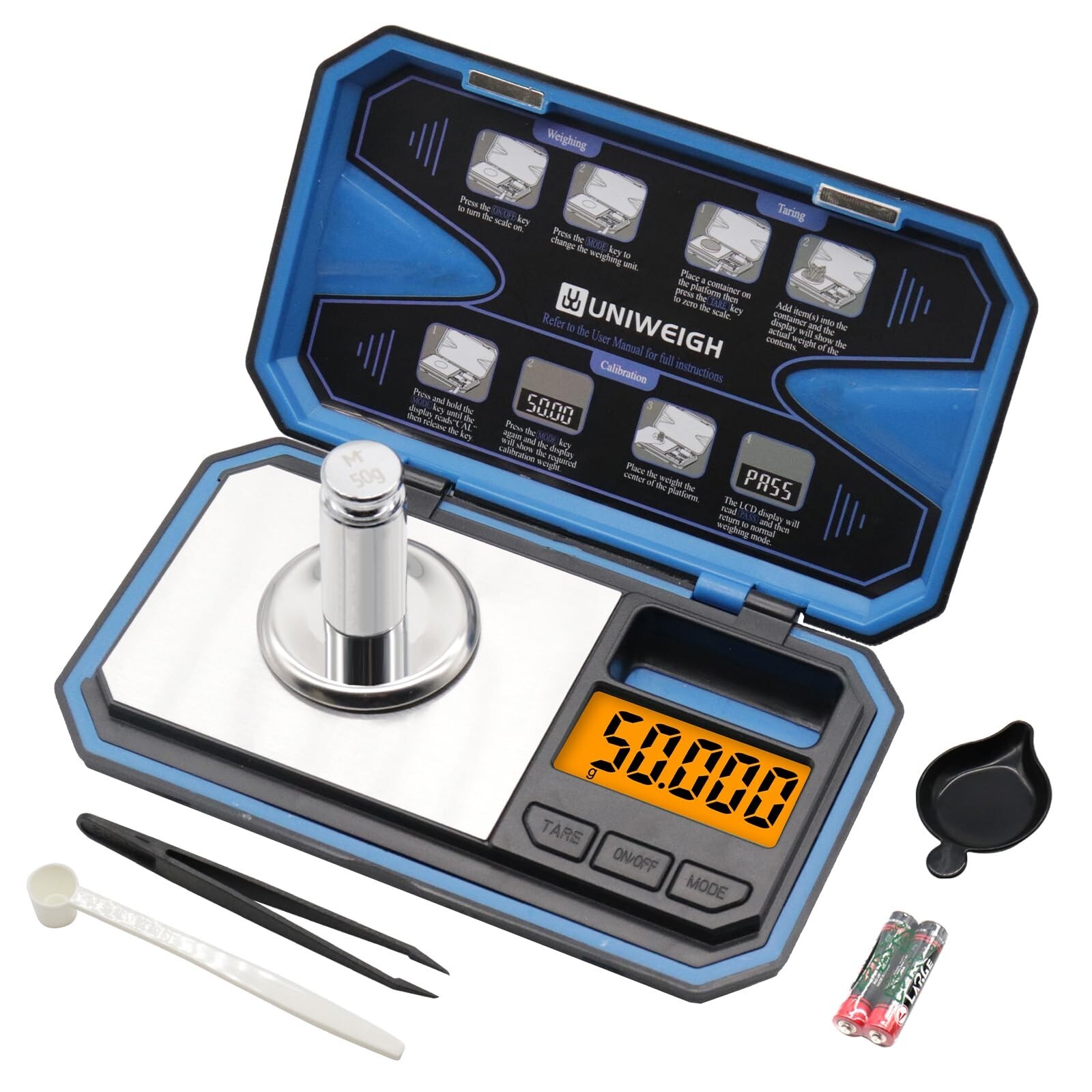 Milligram Scale,50g/0.001g Compact Pocket Precision Scale with 50g Cal Weight...