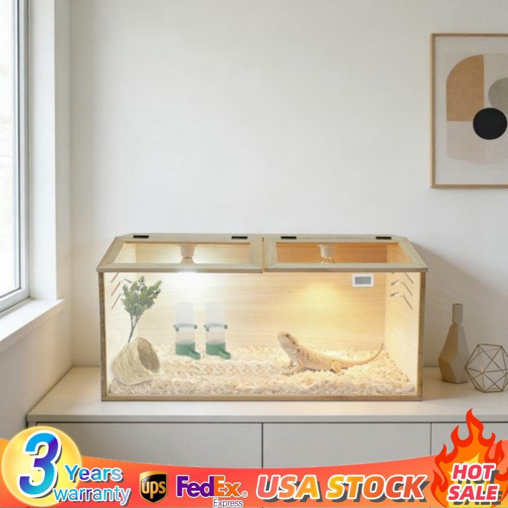 Wood Brooder Box Complete Chick Incubator Nest w/Heat Lamp Thermometer Reptile