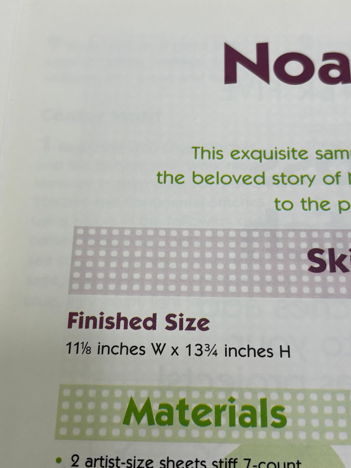 Noah's Sampler Chart Plastic Canvas Pattern Book Pages