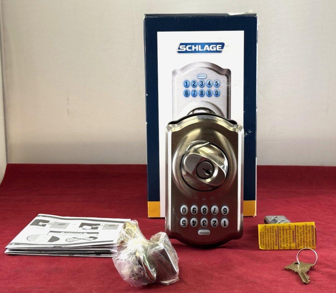 Schlage BE365 V CAM 619 Camelot Keypad Deadbolt In Satin Nickel