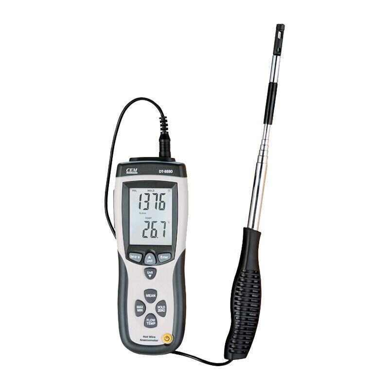 CEM DT-8880 Hot Wire Thermo-Anemometer Air Flow Velocity Meter Temperature  KD