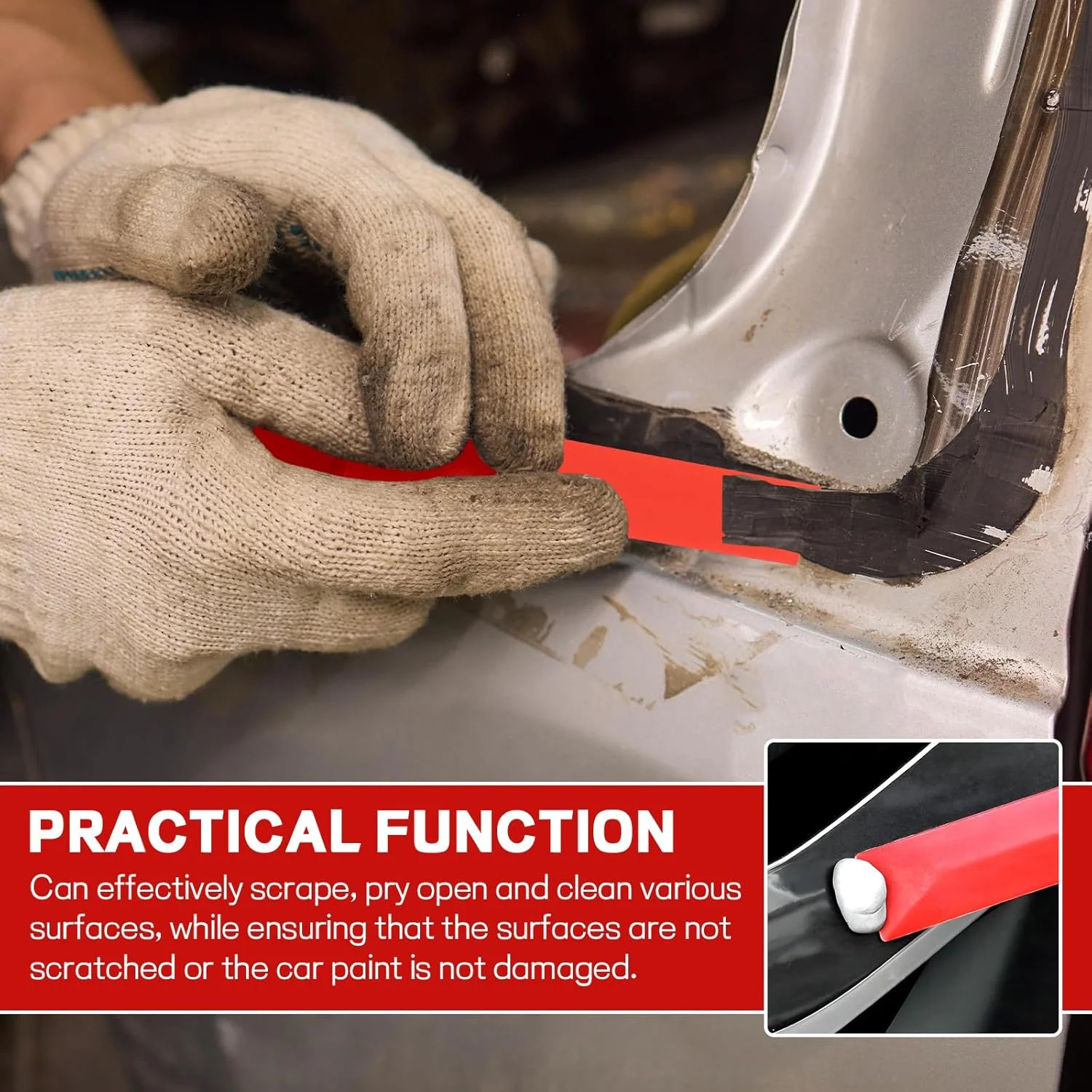 Plastic Chisel Scraper, 1-1/2" Non-Marring Plastic Scraper Tool, Chemical-Resist