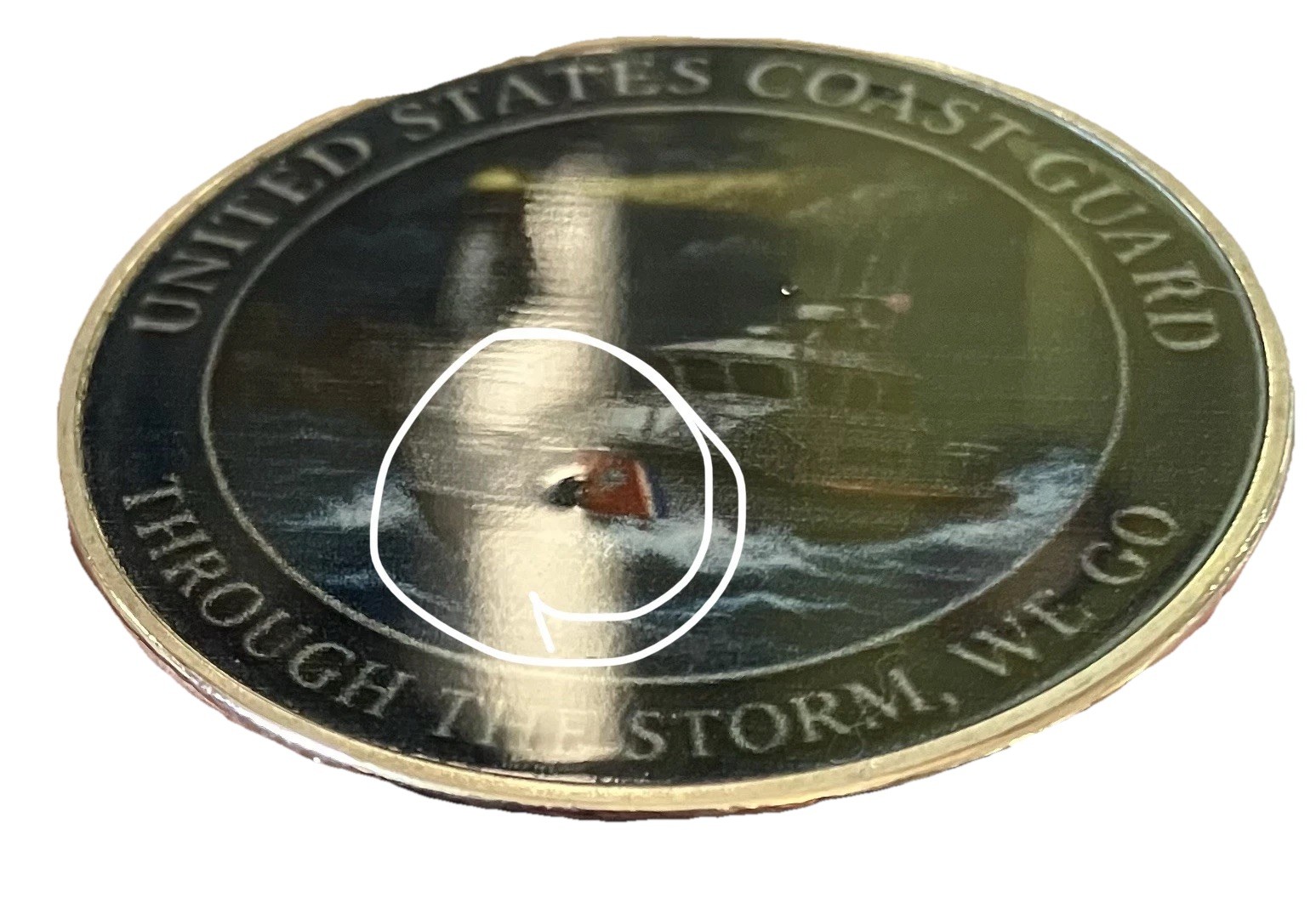 US Coast Guard Imperfect Coin-Silver Colored-2D-super Small Bumps-Random