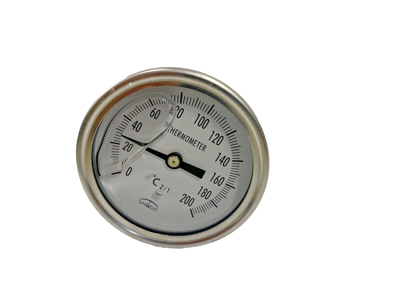 SINWOO Liquid filled thermometer  2-1/2" dial 0...200°C  6" immersion length