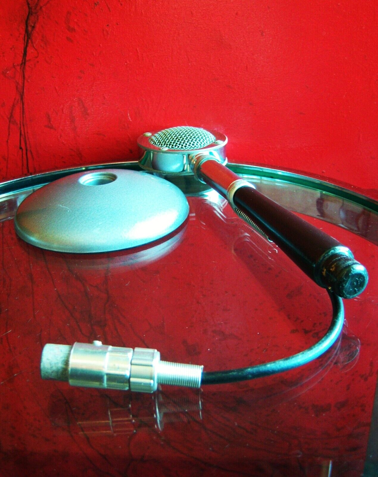 Vintage 1950's Astatic D-104 crystal microphone w F11 adapter & E6G desk stand