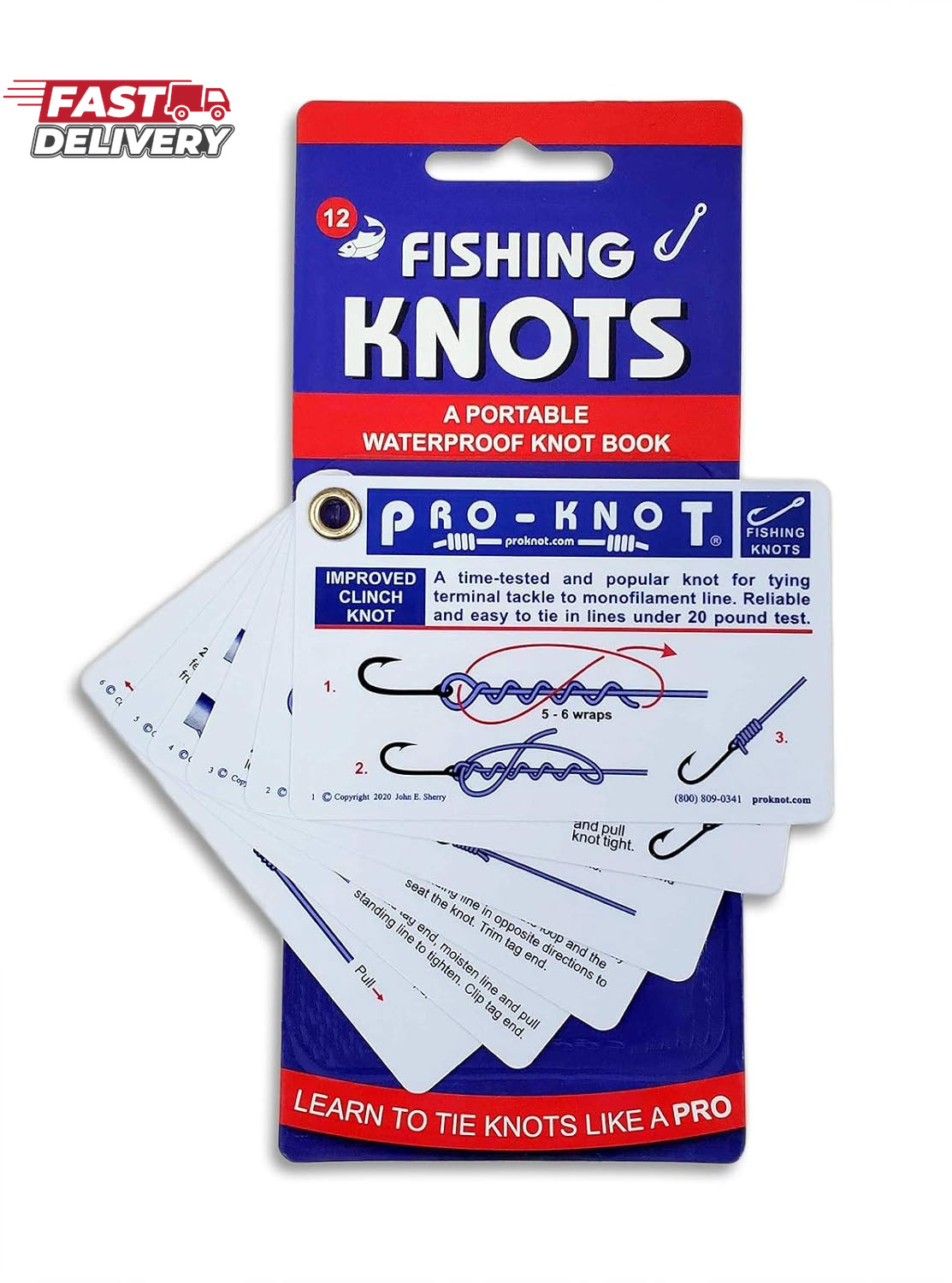 Pro-Knot Fishing Knots - Waterproof Knot Cards with 12 Best Fishing Knots | Easy