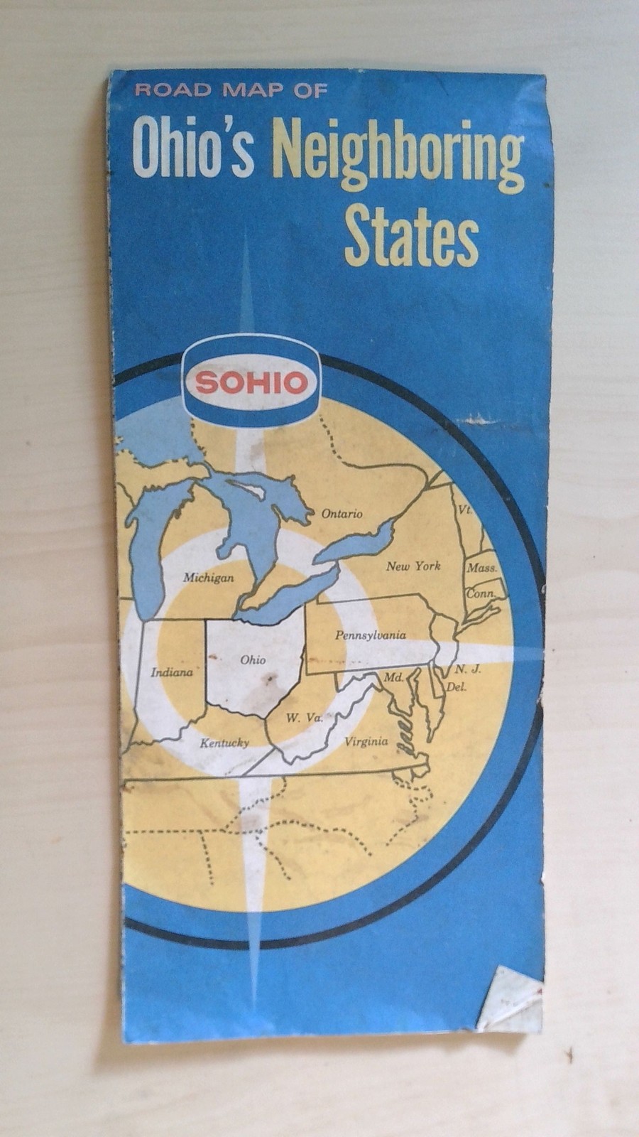 Vintage SOHIO Road Map Ohio & Neighboring States Travel Guide Cleveland OH