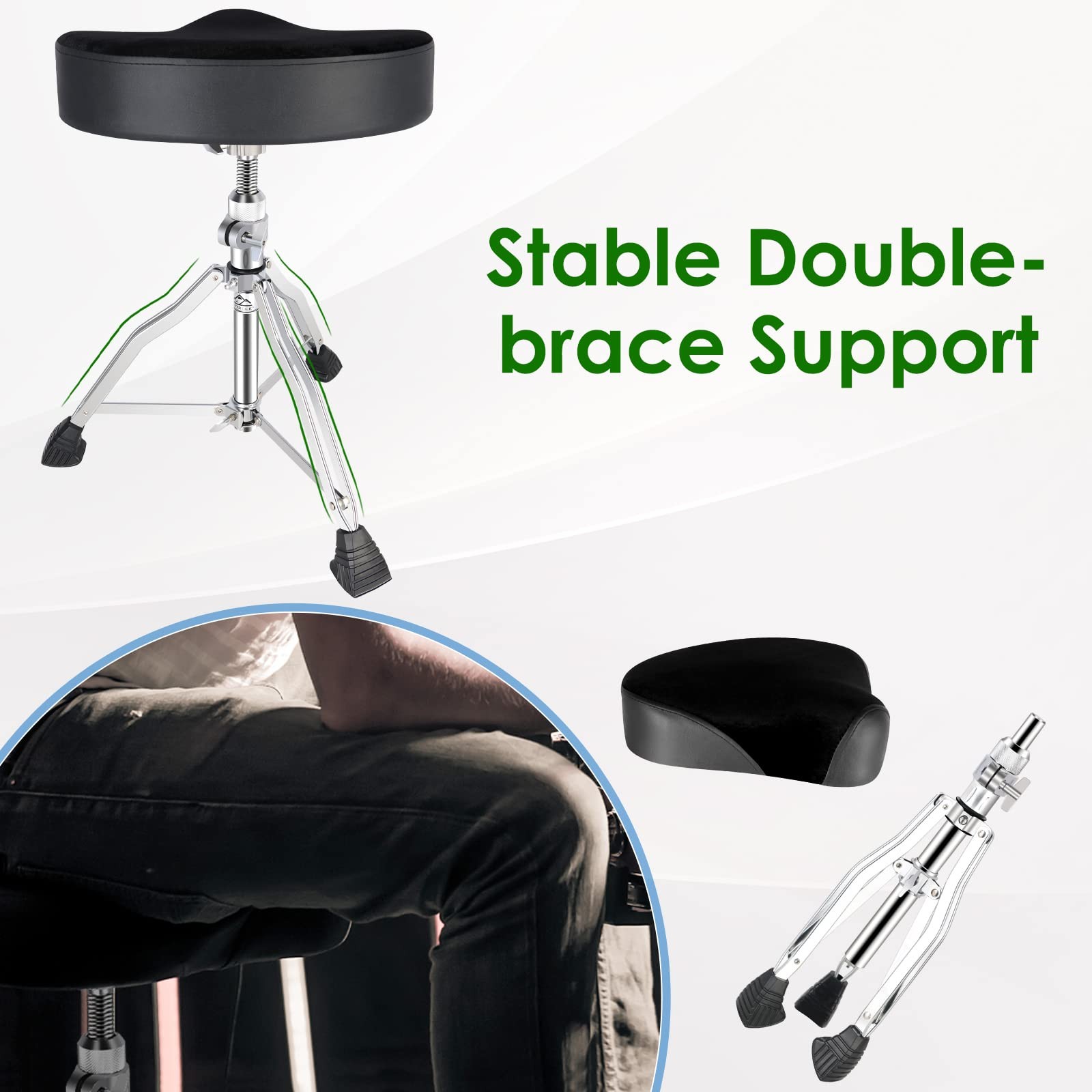 EASTROCK Drum Throne Seat Height Adjustable,Rotatable Padded Stools Motorcycle