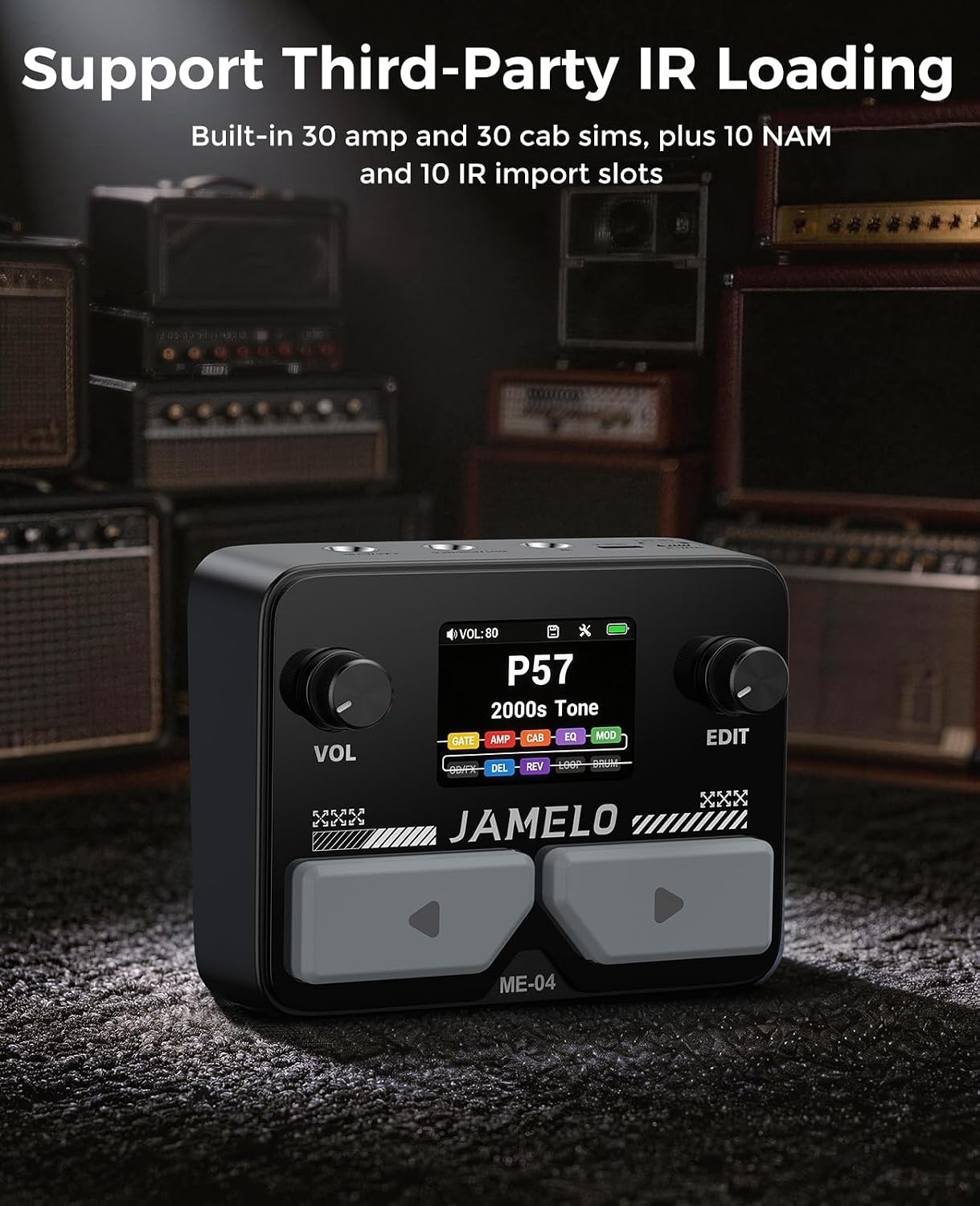 Pocket Guitar Multi Effects Pedal, with 125 Effects, 99 Presets, 30 Amp Modeling