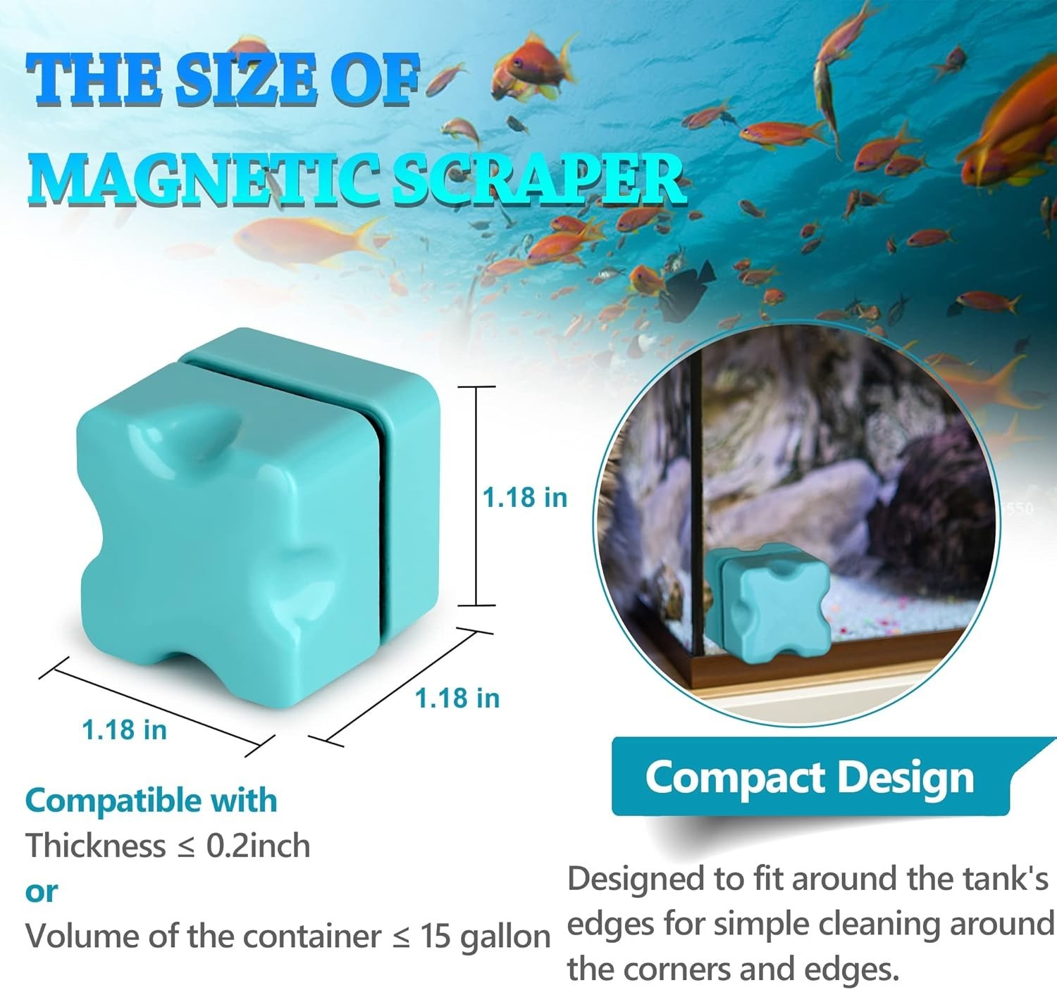 Effortless Aquarium Maintenance: Scratch-Free Magnetic Algae Scraper, Mini Size