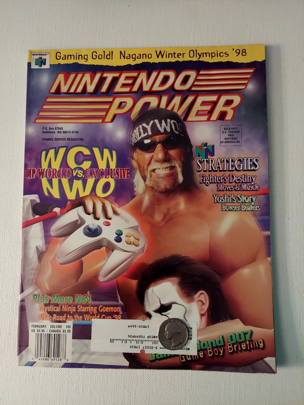 Nintendo Power Magazine Volume 105 February 1998 Attached Poster WCW vs NWO