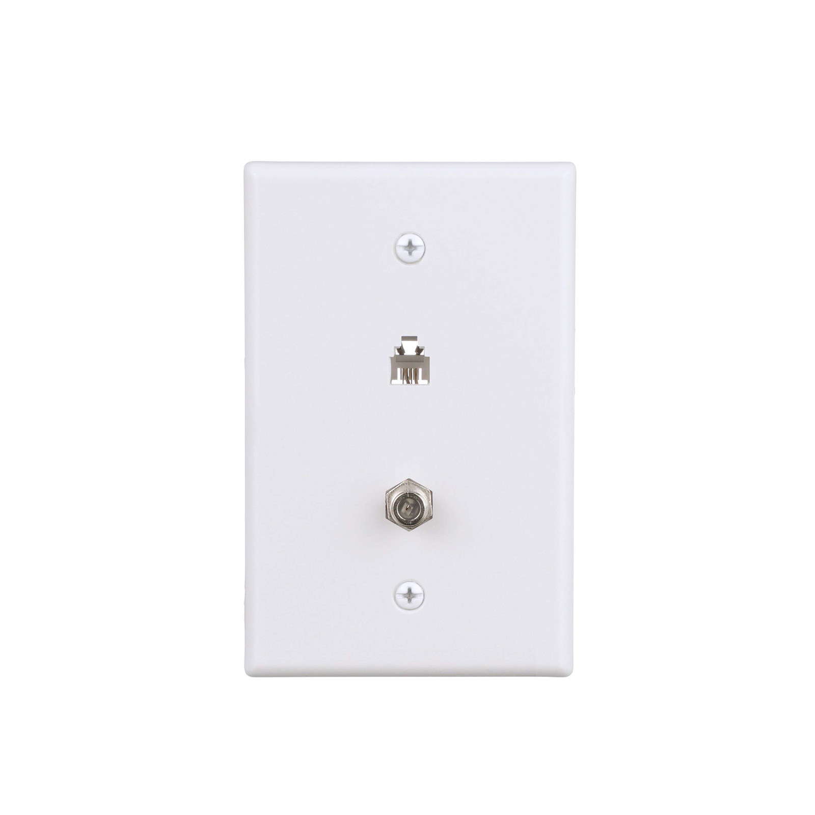 EATON Wiring 3536-4W-L Flush Mount Mid Size Wall Plate with Telephone Jack and