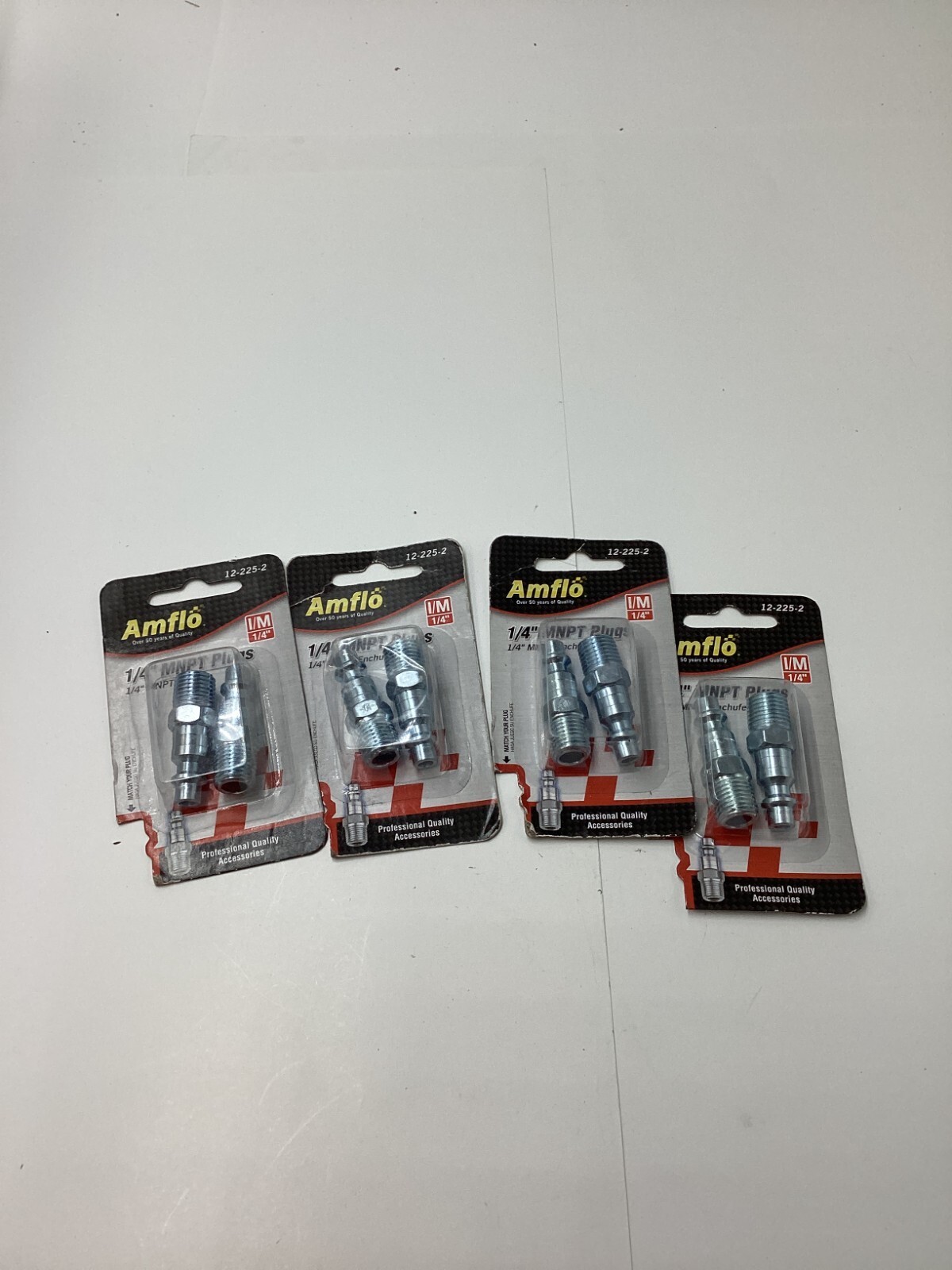 4 Packs of 2 Amflo Products 1/4 I/M Design x 1/4 MNPT 12-225-2 Steel Plugs FNFP