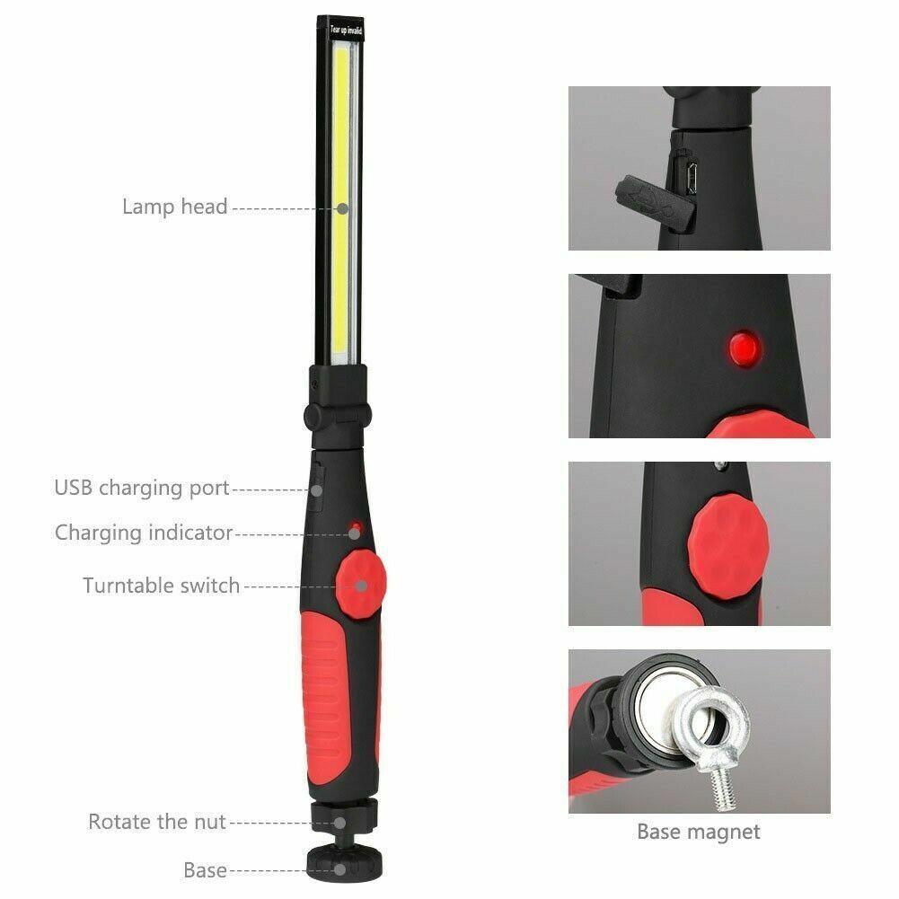Rechargeable LED USB Slim Work Light Mechanic Flashlight Lamp Bar Camping Torch