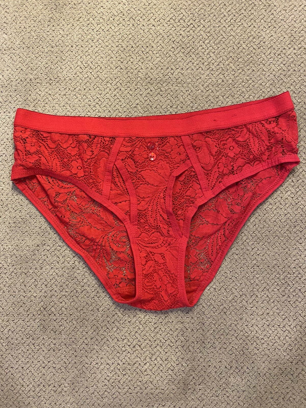 Mens Heavenly Lace Briefs Lingerie Panties Red XL New $39