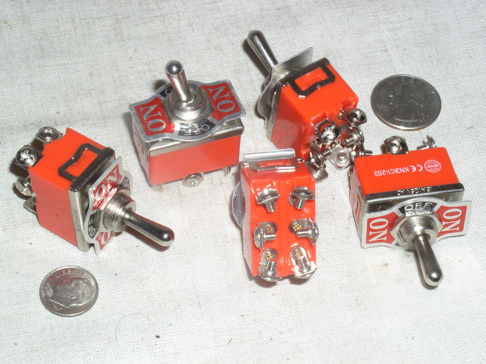 5 FIVE NEW DPDT ON-OFF-ON HI POWER TOGGLE SWITCH 125 VAC 15 A AMP 15A CENTER OFF