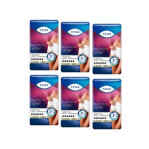 Tena Women XL Super Plus Underwear, Stylish White 14 Ct. - Pack of 6