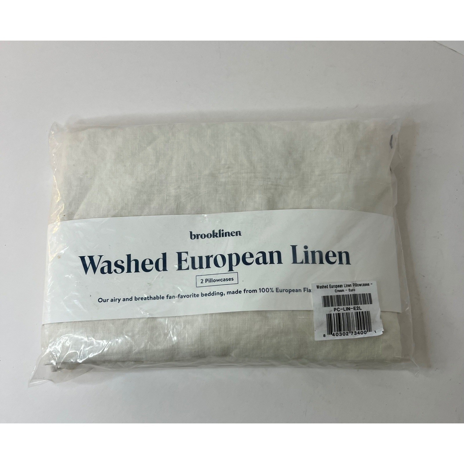 Brooklinen Washed European Linen Pillowcases Cream -Euro Shams 26 x 26" NIP