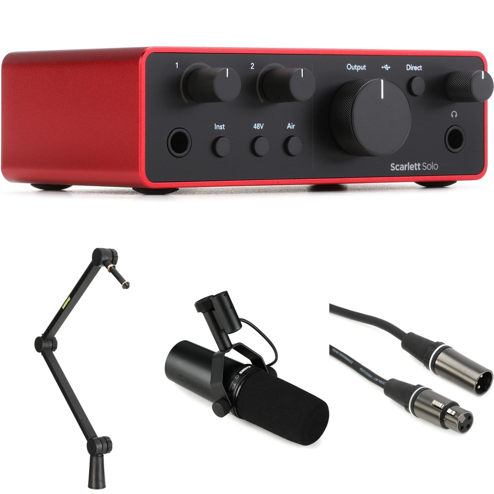 Focusrite Scarlett Solo 4th Gen USB Audio Interface and Shure SM7dB Microphone