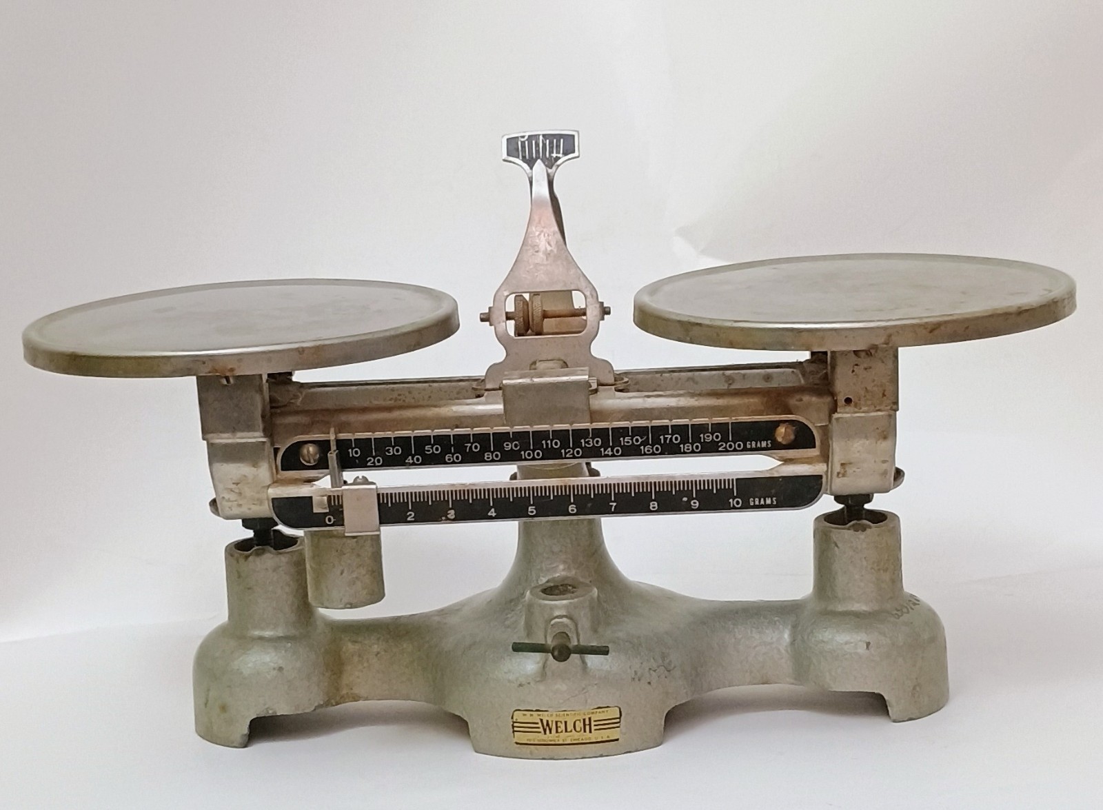 Vintage Balance Scale Welch Co. Scientific Laboratory Double Pan