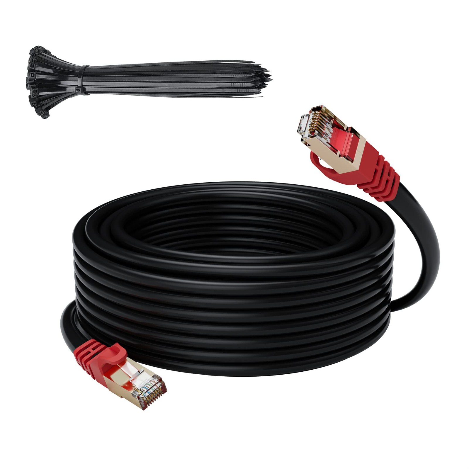 Cat 6E 7 Outdoor Ethernet Cable 60 FT,Adoreen 10Gbps 60FT, Black