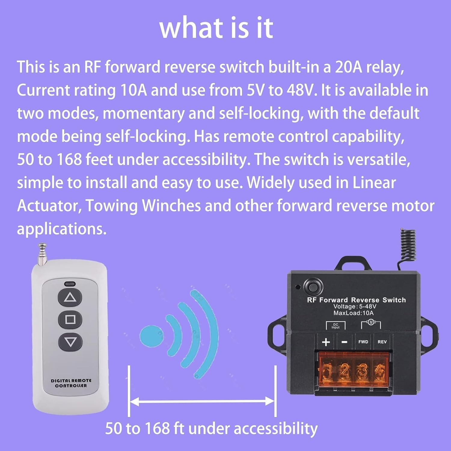 Wireless Remote Switch for Linear Actuator, Forward Reverse Relay Contactor w...
