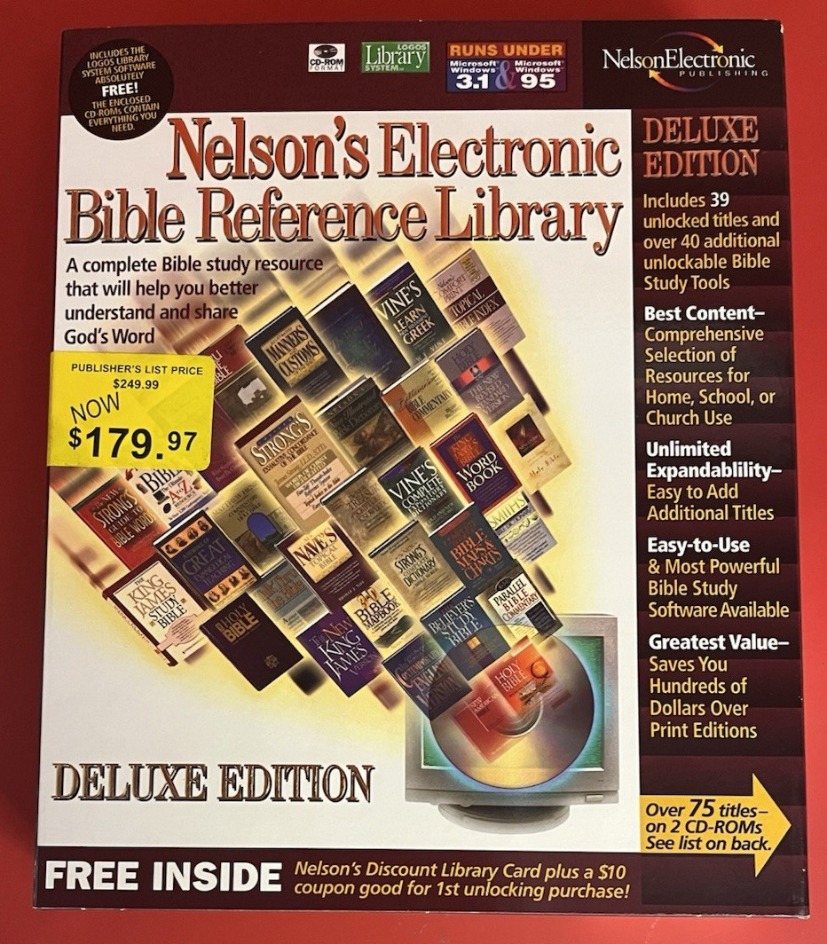 Nelson's Electronic Bible Reference Library~CD-ROM~75+ Titles~Brand New