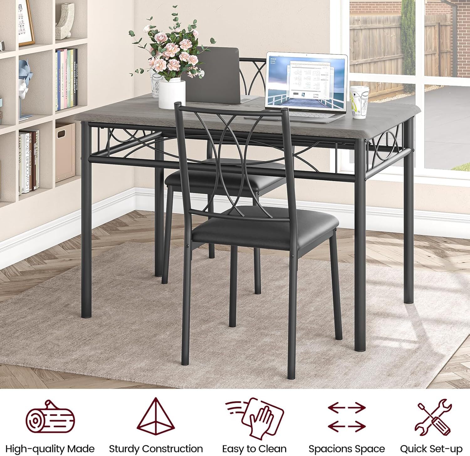 Dining Table Set for 4, Ktichen Table with 4 Chairs for Kitchen & Dining Room