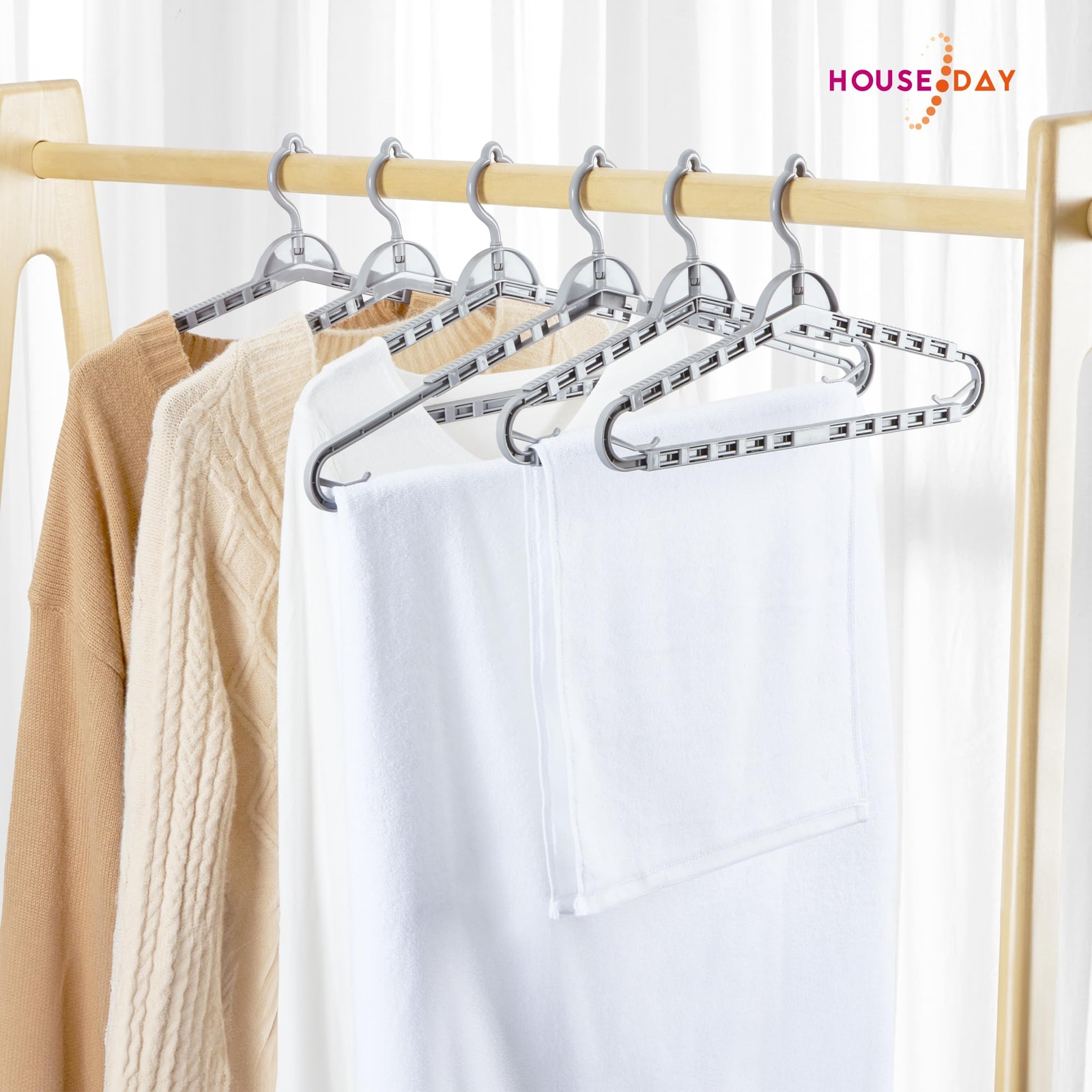 4 Pack Gray Extra Large Adjustable Hangers 360 Rotating Hook Heavy Duty