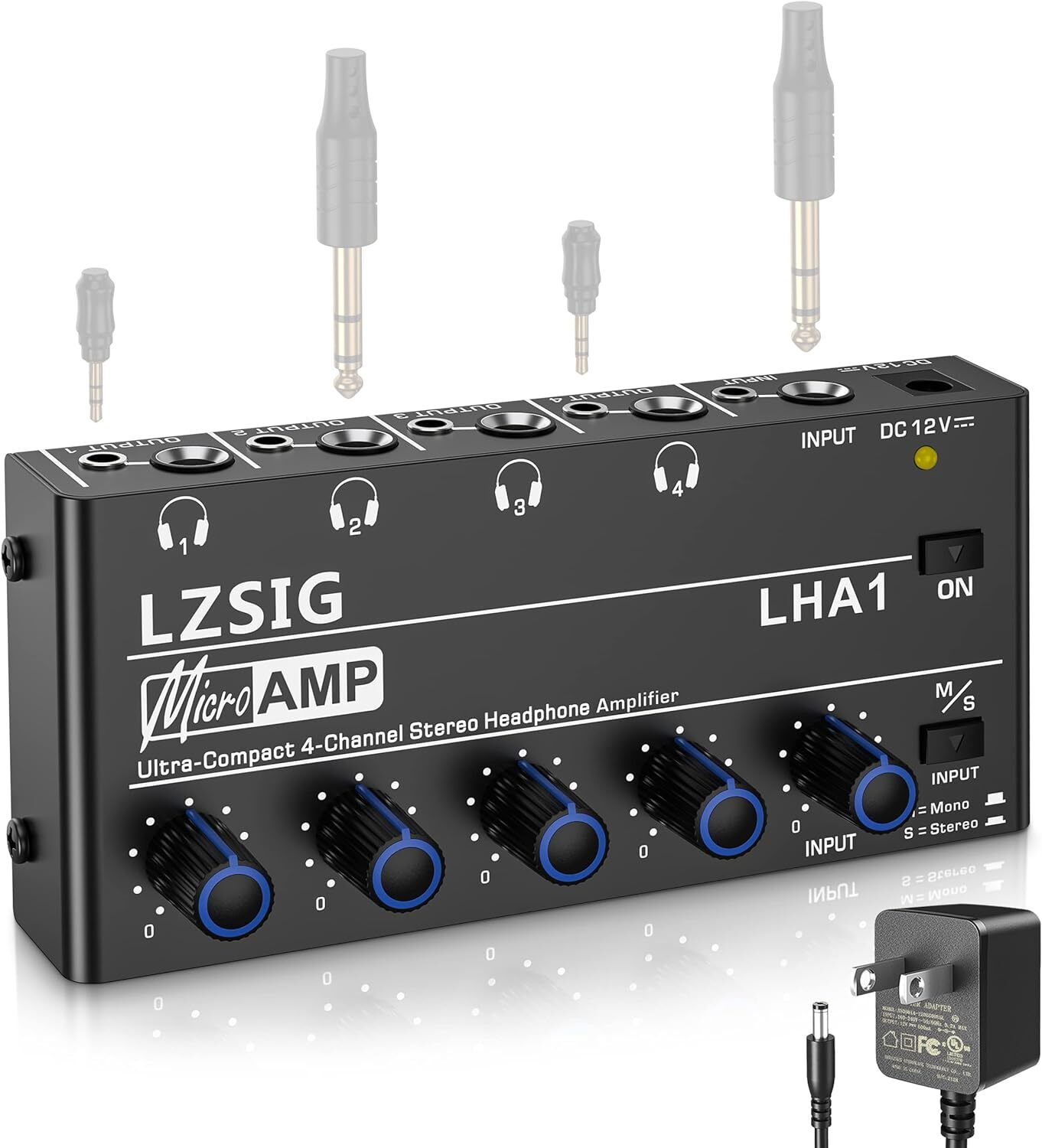 Thin Headphone Amplifier 4 Channels Stereo Audio Amplifier