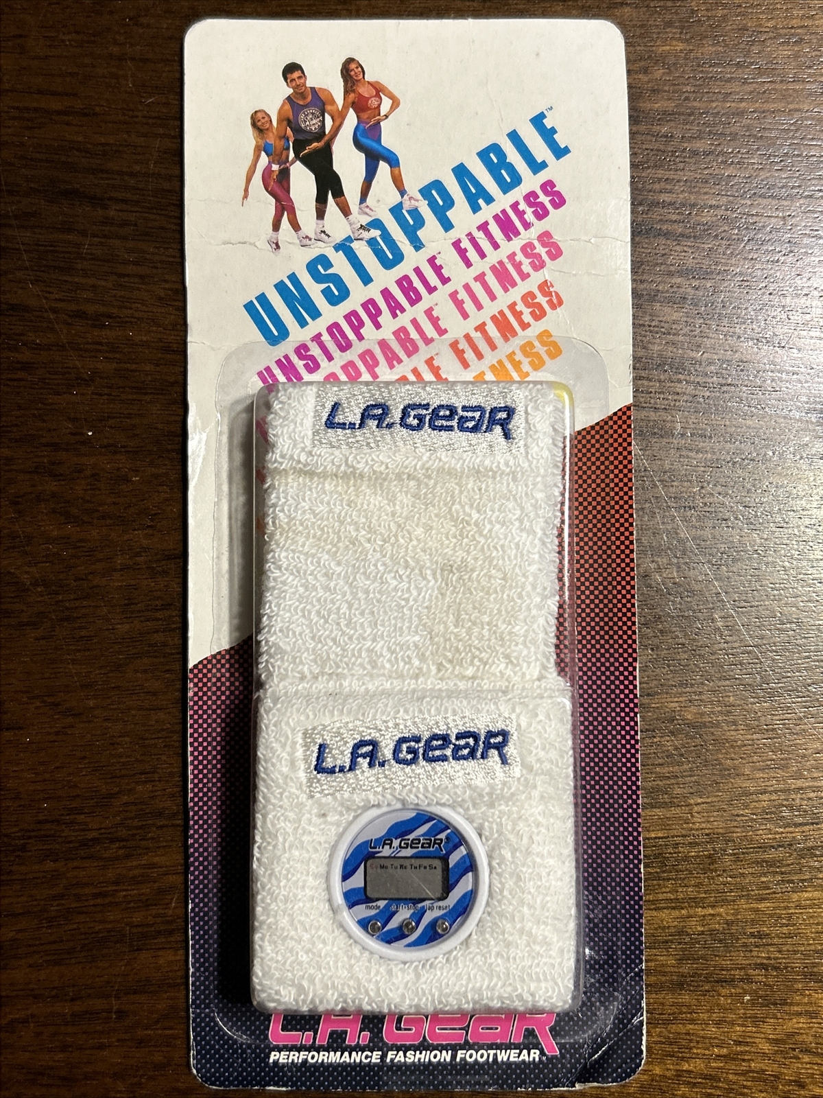 L.A Gear 1980s 90s Sweat Bands Wrist Built In Stop Watch New Sealed Fitness NOS