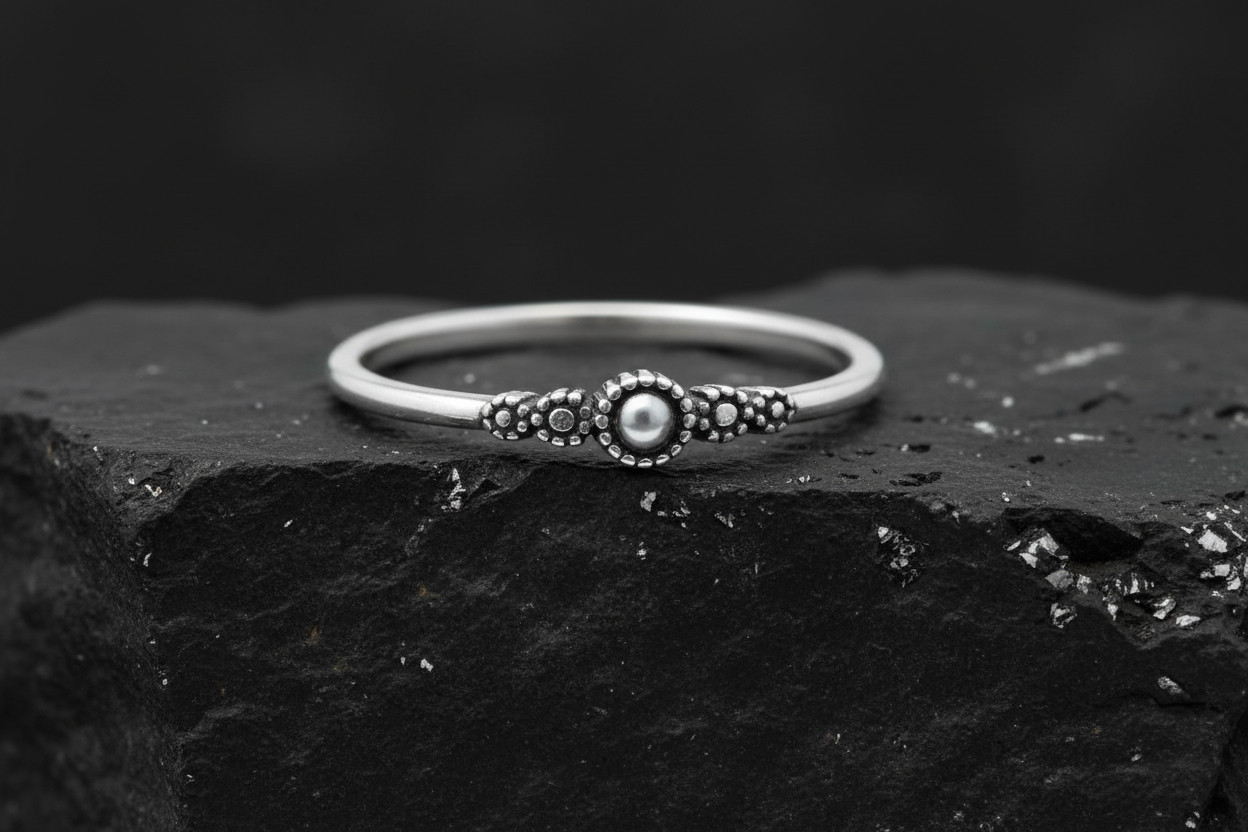 Dainty Thin Bali Sterling Silver Ring - Thin Band Minimalist Stackable Ring