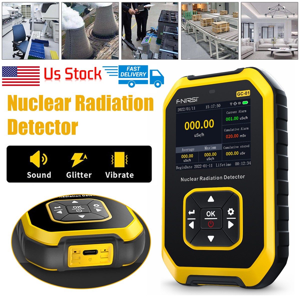 Nuclear Radiation Geiger Counter Tube Detector β, γ, X-Ray Dosimeter Monitor A+`