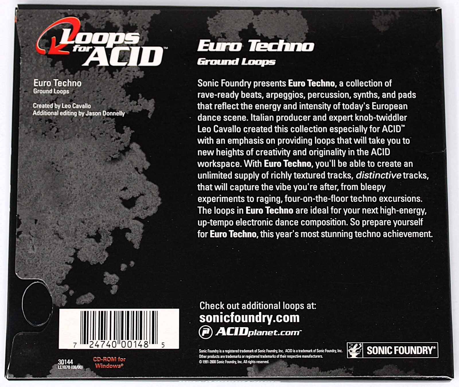 Sonic Foundry Euro Techno Ground Loops For Acid Sample/Sound Library/Sampling CD