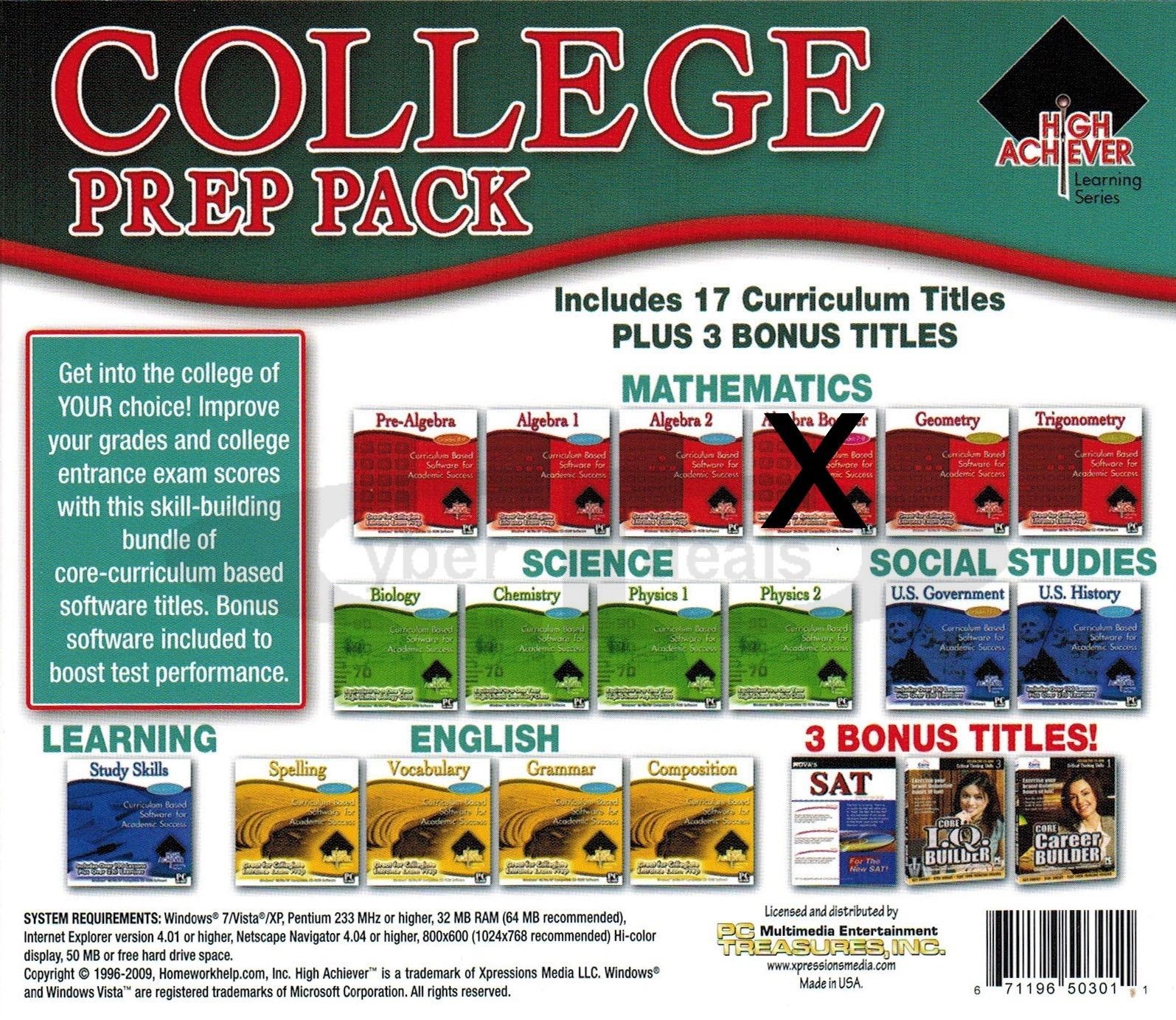 Pre-Algebra Algebra Mathematics +Addl Core Curriculum Subjects Learning Software