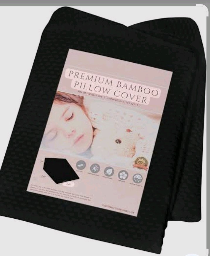 New Premium Bamboo Pillow Case Black 24"x24"x7"
