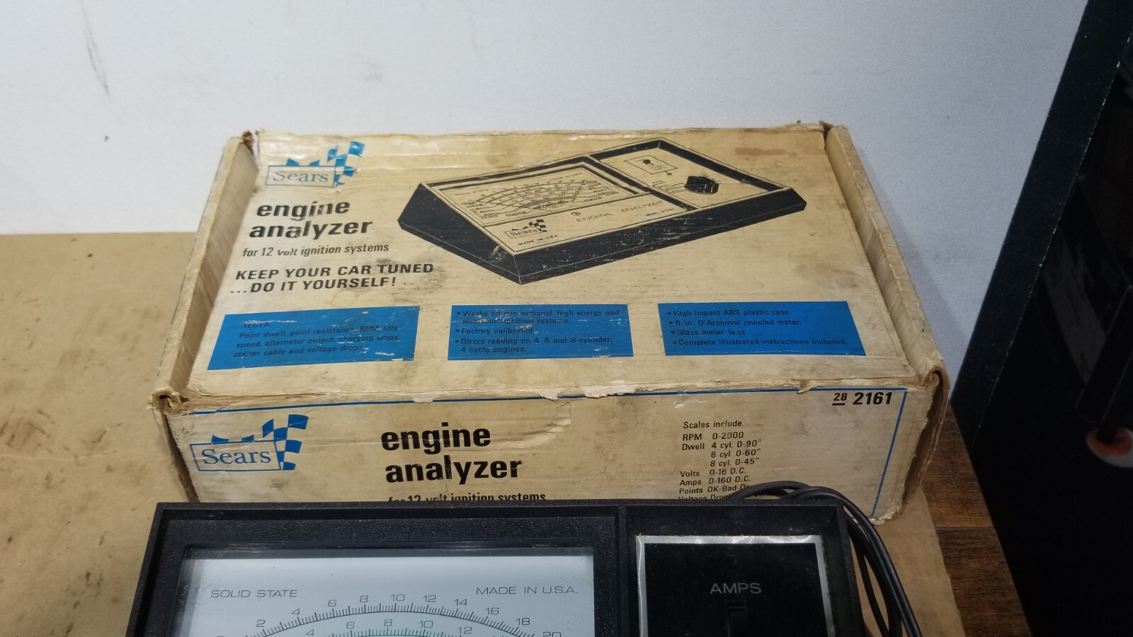 Vtg Sears Engine Analyzer 12 Volt Model 28.2161 w/ Box - Untested