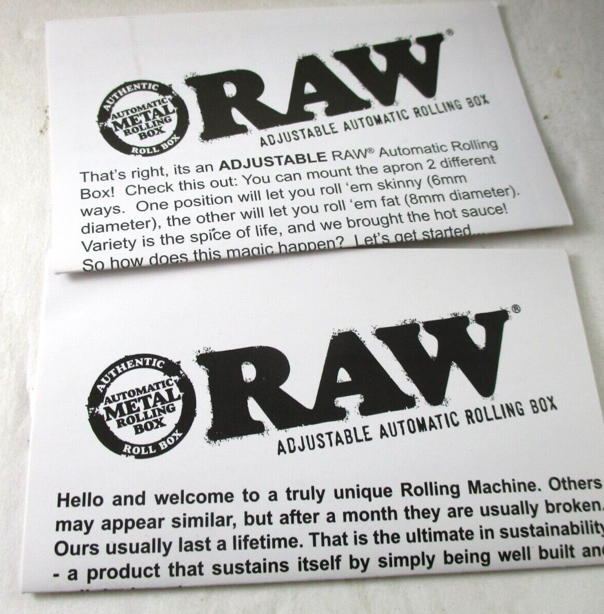 RAW 79mm Adjustable Automatic Cigarette Rolling Box w/ instructions