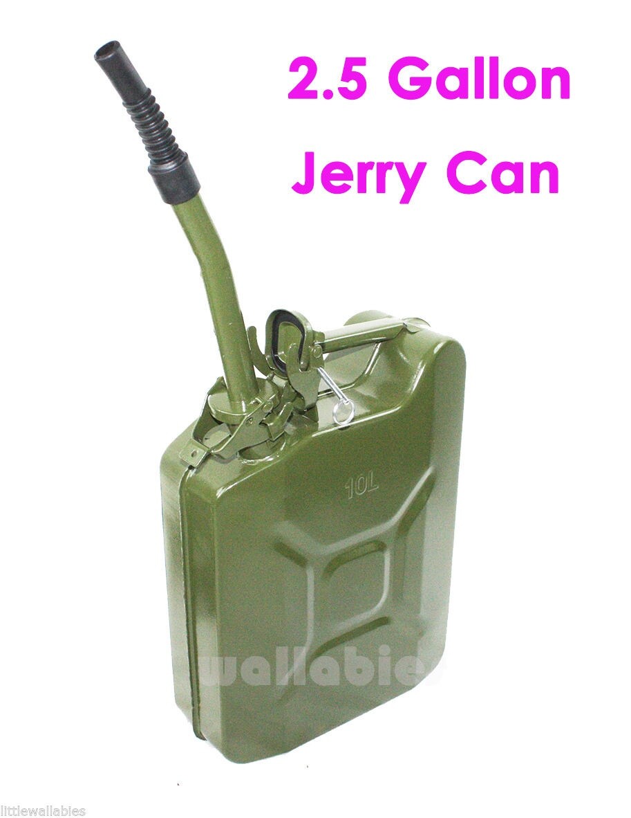 2.5 Gallon 10L Jerry Can Gas Steel Tank Green Military NATO Style Storage