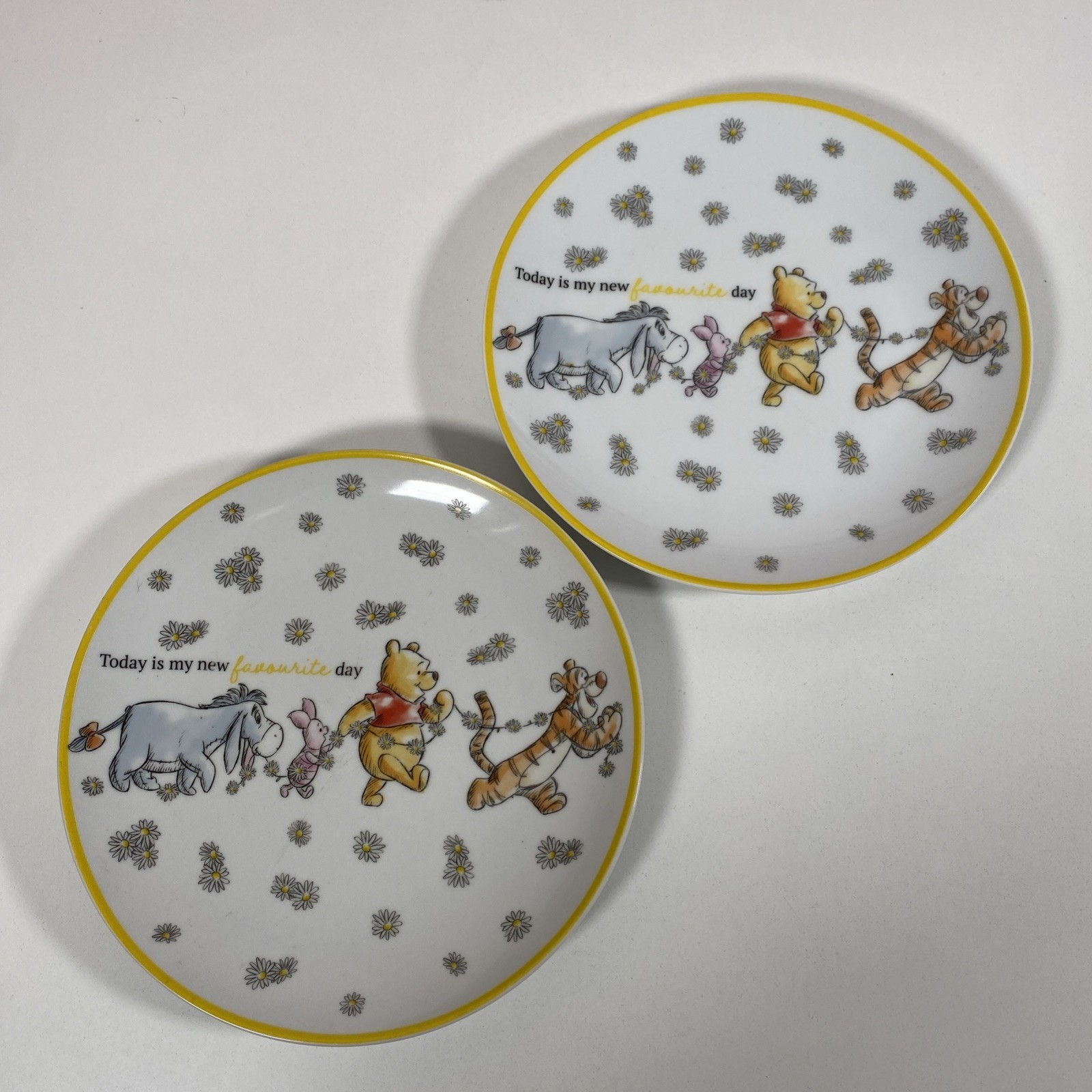 2 X DISNEY Winnie The Pooh 7.5”  Ceramic Plates  Today Is My New Favourite Day