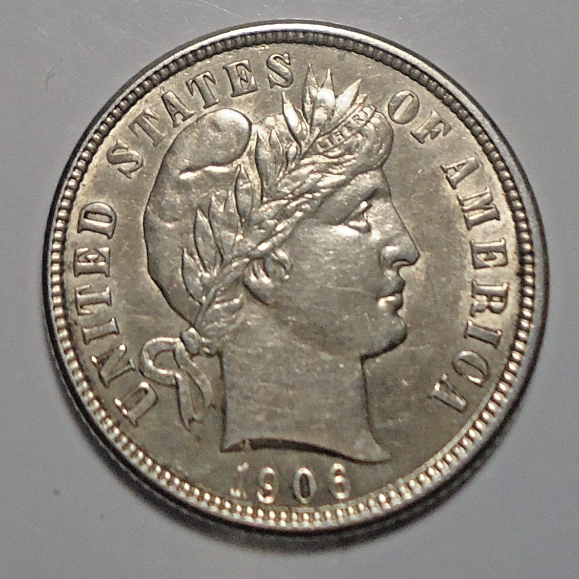 Slider BU AU++/uncirculated 1906 P mint Barber silver 10C dime FREE SHIPPING