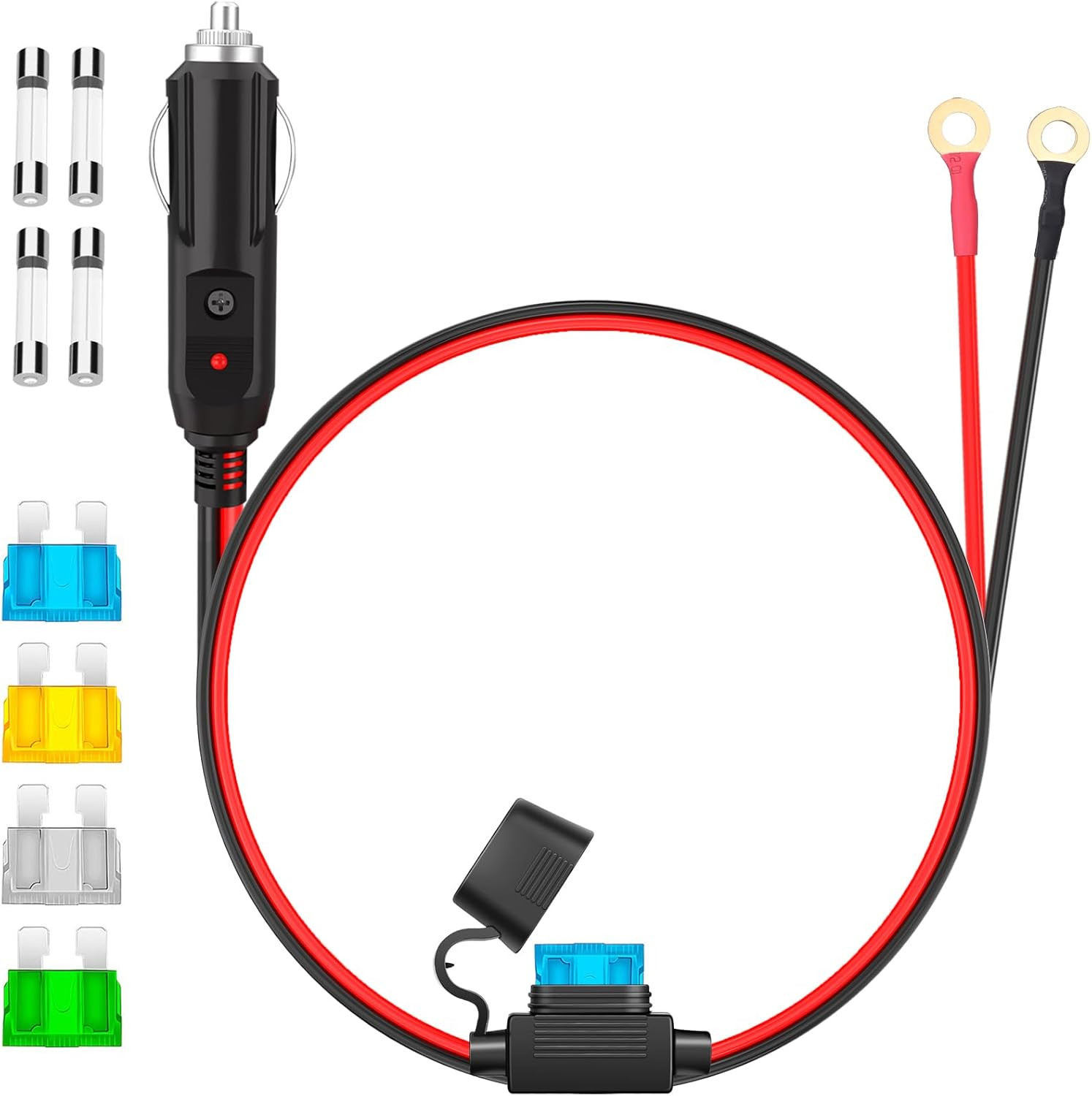 12AWG Heavy Duty Cigarette Lighter Plug, 3.3FT Cigarette Lighter Male Plug Adapt