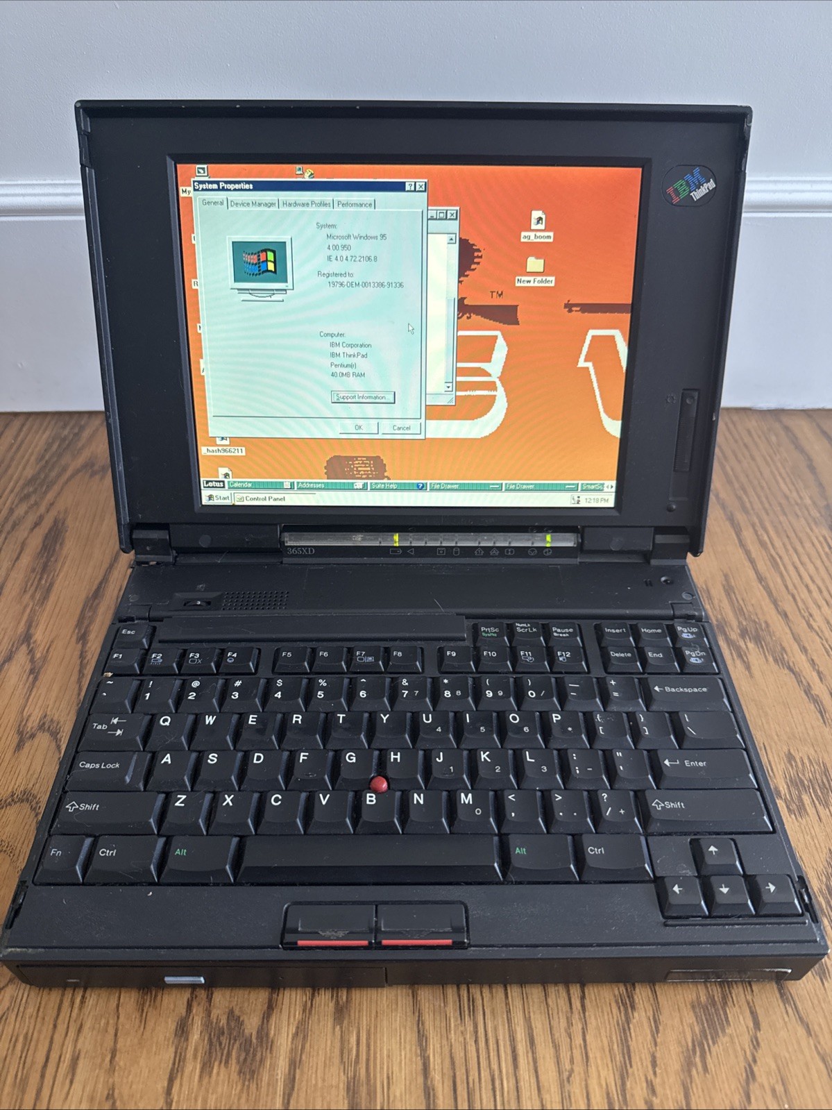 IBM ThinkPad 365XD 133Mz 40MB RAM 1.4GB HD Windows 95 Retro Gaming Laptop