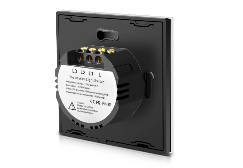 220V EU Glass Panel Wall Socket Touch Switch Wall LED Light Switch 1/2/3 Gang