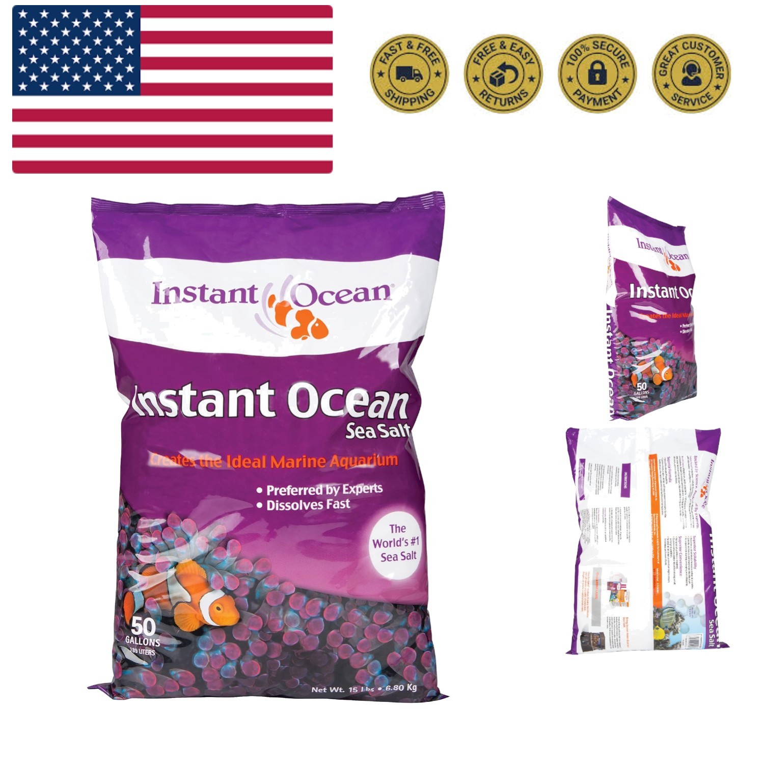 Sea Salt 50 Gallons, For Marine Aquariums, Fast Dissolving