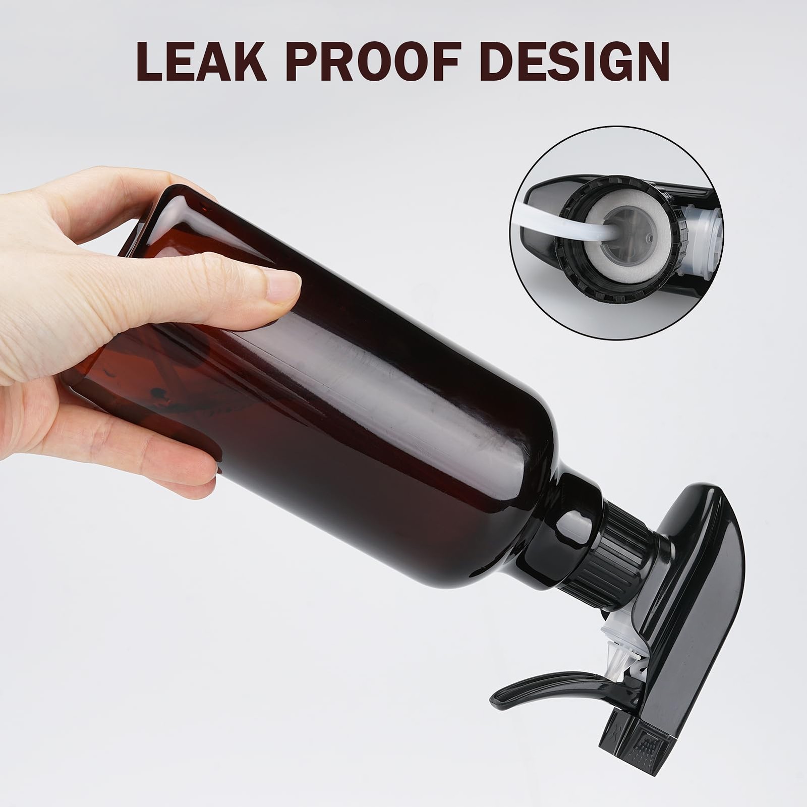 Hethyo Plastic Spray Bottles Empty Bottle 16.9oz/500ml 2 Pack Amber