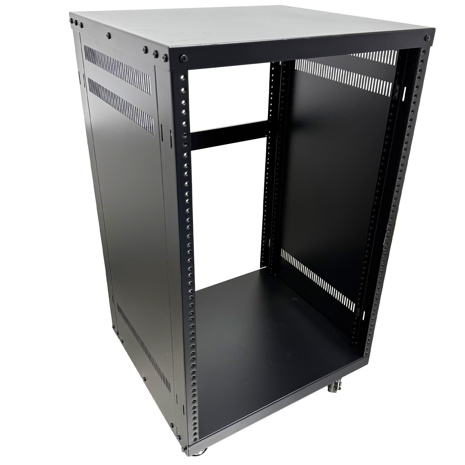 12 Space Studio Rack Case with 4" Caster Wheels 12U Open-Frame Server Rack