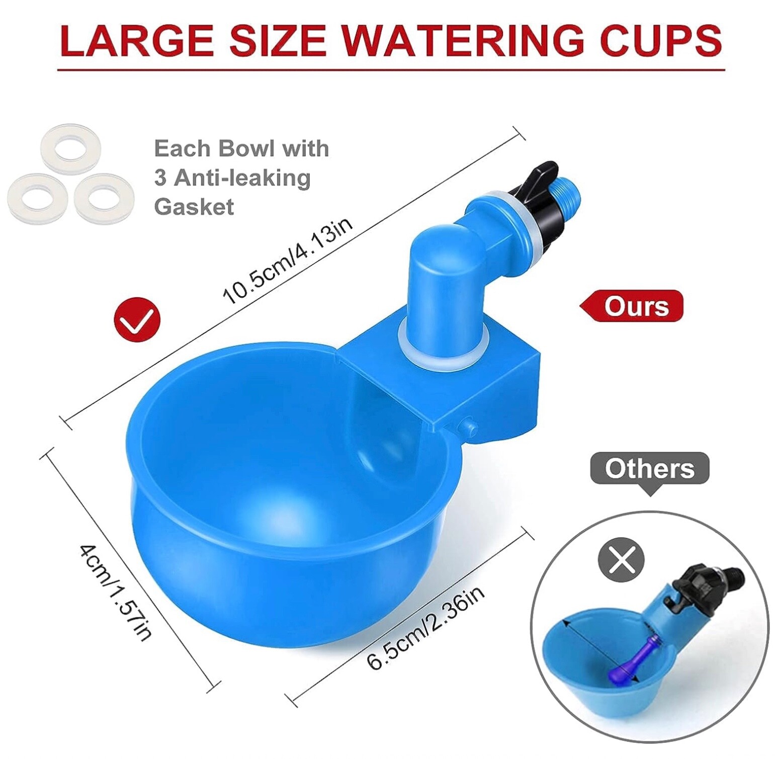 6 PCS Automatic Water Cups Poultry Drinker Waterer Chicken Duck Quail Drinking
