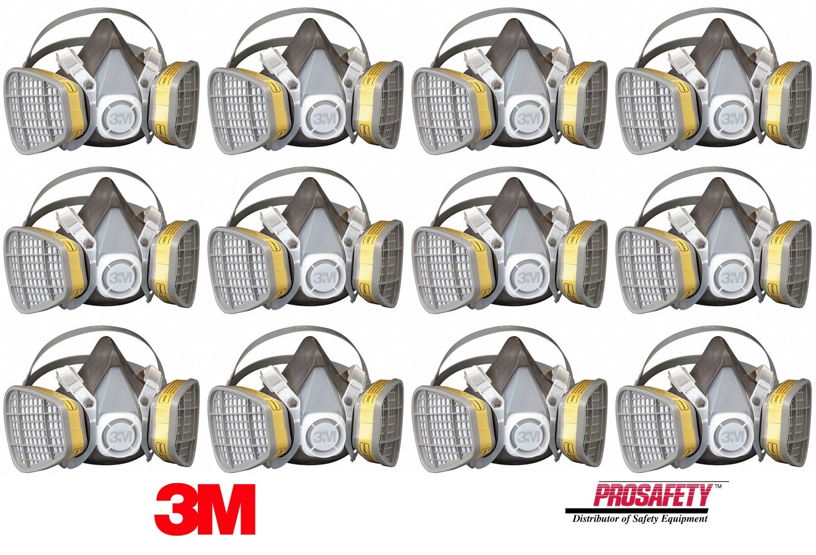 12- 3M 5303 Disposable Half Face Respirator Mask Organic Vapor Acid Gas, LARGE
